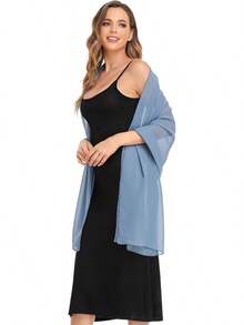 Shawls And Wraps Evening Dresses Sheer Chiffon Women Elegant Soft Silky Wraps Wedding Bridal Scarf - 酒紅色 - 查看 10