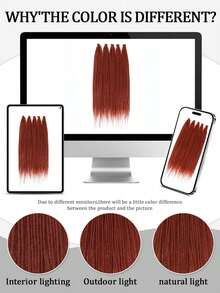 18/24 Inch 40 Strands Dreadlock Hair Extensions,Synthetic Hippie Single Ended Handmade Dreads,Thin 0.6cm Width Straight Reggae Style Dreadlocks For Woman - 臟橘色 - 查看 7