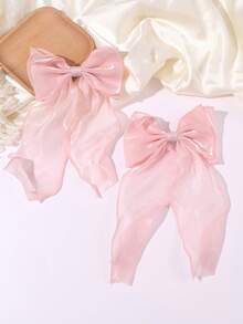 4pcs Cute & Fashionable Hair Clips, Large Colorful Polyester Bow Hair Clips, Stylish Hair Accessories, Girls Hair Decorations - Multicolor - View 13