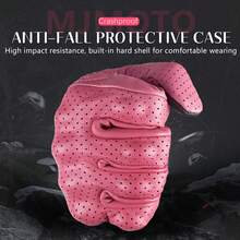 MJMOTO Găng tay lái xe máy nữ màu hồng cổ điển bằng da dê, găng tay đua mô tô địa hình, găng tay bảo hộ cứng cáp cho xe máy, cỡ XS-M. - A - Xem 5