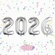 Zestaw 4 balonów foliowych z cyframi 2026, 32 cale, 2026, dekoracje imprezowe, idealne na przyjęcia urodzinowe, spotkania, rocznice, święta, imprezy plenerowe, tworzenie atmosfery, tło do zdjęć