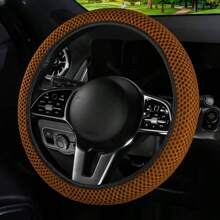 1pc 3D Breathable Mesh Elastic Massaging Car Steering Wheel Cover, Fits 14.5-15 Inch Car Interiors