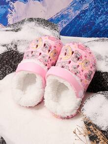 1 Pair Girls Cute Koala & Heart Thermal Lined Warm Comfortable Indoor Slip-On Shoes, Suitable For Winter - Pink - View 5