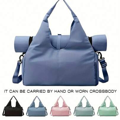 1个男女通用健身/旅行手提包，带鞋仓，适合游泳、篮球和其他运动，大容量瑜伽/健身包，女士适用，耐用涤纶材质，拉链封口，建议手洗，运动配件