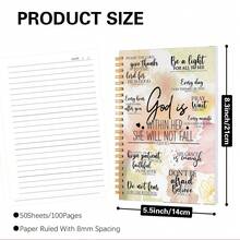 1pc Inspirational Christian Spiral Notebook - "God Is Within Her, She Will Not Fall" Bible Verse Journal, 100 Pages, Religious Gift, Suitable For Women, Students, Office Workers Or Daily Use, Motivational Notebook - A5 - View 2