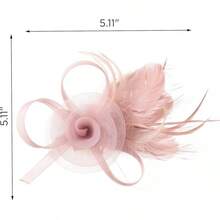 Fascinators Hats Women,Tea Party Fascinator Hair Clip With Feathers Wedding,Derby Hats Headbands - Ha9462-粉紅色 - 查看 5
