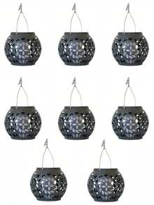4/8/12pcs Outdoor Solar Lanterns, Namely Solar Flame Hanging Lamps/Solar Chandeliers With Outdoor Flickering Flames, Serve As Outdoor Solar Lights For Decorating Gardens, Courtyards, Terraces, And Trees, As Well As For Camping And Festival Decorations.