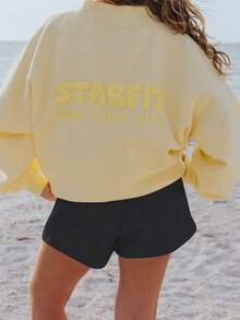 Women's Drawstring Sweat Shorts High Waisted Summer Workout Lounge Shorts With Pockets Lastic Low Rise SweatShorts For Women Casual Loose Solid Color Lounge Shorts Y2k Athletic Summer Shorts - 黑色 - 查看 6