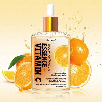 AURANY 维生素 C 精华面部精华，含透明质酸和烟酰胺，深层保湿和紧致，适用于面部、颈部、手部、身体、所有浅米色类型，是女性完美的圣诞节/万圣节/生日礼物，适合所有肤质的日常保湿霜 - 45 毫升
