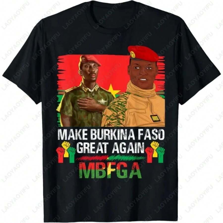Ibrahim Traore Make Burkina Faso Great Unisex TShirt Vintage Classics Aesthetic Camisetas Men Print Women Tee Cotton Summer Tops - 黑色 - 查看 1