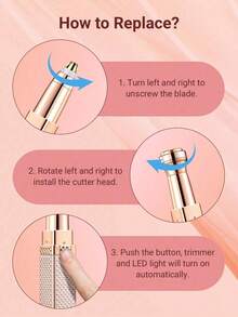 Nuevo afeitadora eléctrica de oro rosa para mujeres, recargable por USB, diseño de doble cuchilla para mejillas, labios, barbilla, línea del bikini y axilas, recortadora portátil, regalo perfecto para vacaciones, afeitadora de diamantes, totalmente automática - Multicolor - Ver 7