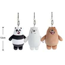 12 cm officiell We Bare Bears plyschnyckelring hänge, docktillbehör, födelsedagspresent, väskberlock, klassisk panda grizzlyisbjörn - Multifärgad - Visa 8