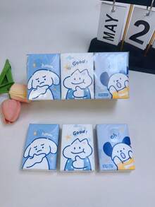 9pcs/Pack Colorful Cat Print Natural Woodpulp Handkerchief Tissues, Suitable For Daily Life Cleaning,Kitchen,Bathroom,Home,Household Supplies
