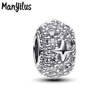 Manyilus Manyilus 1 Stück Sterling Silber Anhänger Perle Clip, Stern Mond funkelnde Diamanten Herz Charm Serie. Geeignet für Armbänder, Halsketten und Armreifen, es ist ein ausgezeichnetes Schmuckgeschenk für Freunde, Familie und Damen - ideal als Geburtstagsgeschenk, Muttertagsgeschenk und Freundschaftstagsgeschenk.