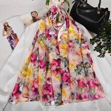 100% Mulberry Silk Scarf For Women Lightweight Long Scarves Beach Wraps Cover Up -Travel Photography Scarfhalloween - 粉色 - 查看 2