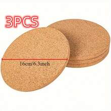 1 件/3 件加厚圆形软木三脚架 - 耐热餐具、烹饪用具和植物垫，完美的家居装饰 - 适用于厨房台面和餐桌。6.3 英寸厚圆形，耐热，用于碗碟、锅、平底锅和植物 - 非常适合桌面和台面，厨房必备 | 自然美学 | 耐用竹纤维，竹垫