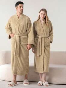 1 قطعة من الحمام ذو نصف رداء من الفليس عالي الجودة، رداء حمام طويل إضافي للكبار، مناسب للإقامة المنزلية والفندق والسبا والصالون، ماص وسريع الجفاف، فضفاض، متعدد الألوان، تصميم بسيط، ضروريات الحمام والمنزل