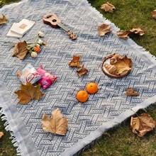 1 件灰色波西米亚风格野餐垫露营毯带流苏户外露营装备波西米亚风格桌布睡袋防潮垫野餐垫适用于户外野餐节日派对装饰卧室/客厅装饰户外旅行情人节礼物家居装饰 - 灰色 - 查看 3