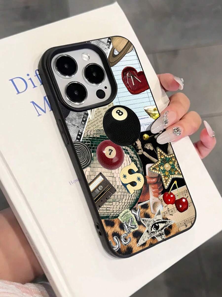 1pc Cute & Fashionable Billiard Ball Pattern Soft Silicone Phone Case, Anti-Slip & Shockproof, Compatible With Apple, Phones - Multicolor - View 1