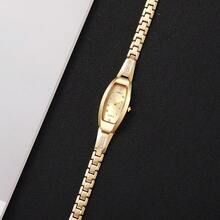 1pc Women's Stylish Casual Quartz Wrist Watch With Rhinestone Decorated Dial And Steel Strap, No Watch Box Included - Gold - View 9