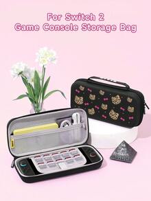 1 pieza Funda protectora con diseño de lazo y estampado de leopardo, compatible con Switch 2 (2025), para Nintendo Switch NS/Switch OLED/Lite, adecuada para accesorios de consola de juegos Switch 2, bolsa de almacenamiento, funda protectora para Switch, regalo romántico para jugadores de Switch - Multicolor - Ver 8