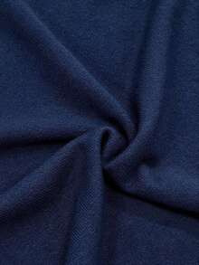 女式轻薄纯色短袖针织T恤，简约夏季上衣 - 藏蓝色 - 查看 5