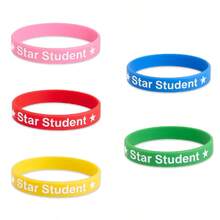 hoojojo 1/3/5/10 Peças Pulseiras de Silicone, Braceletes de Recompensa de Aluno Estrela, Elásticos de Borracha Motivacionais Elásticos, Acessórios de Recompensa de Aprendizagem Divertidos para Sala de Aula, Lembrancinhas Fofas de Festa, Decorações, Acessórios Diários, Decoração Criativa para Casa, Itens Essenciais para Voltar à Escola, Acessórios de Interação Significativa Pais-Filhos, Adequado para Famílias, Salas de Aula, Festas