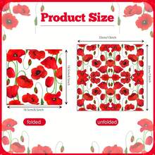 20pcs/40pcs/60pcs/100pcs/Set,Red Poppy Flower Print Napkins - 2-Ply White Background With Bright Poppies And Green Stems, Suitable For Party Decorations, Romantic Dinners, Holiday Birthday Celebrations, Floral Theme Party Arrangements, Durable Material, Event Planning Supplies - Multicolor - View 2
