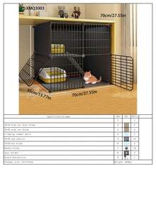 三层猫笼带猫砂盆，大型室内宠物笼，带免费空间，家用猫别墅 - 彩色 - 查看 14