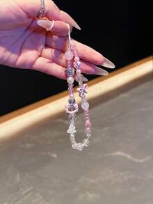 SANRIO Polyester Faux Pearl Beaded Bracelet, Phone Strap Chain Bead Pendant, Portable Phone Chain Accessory - KT1 - 查看 3