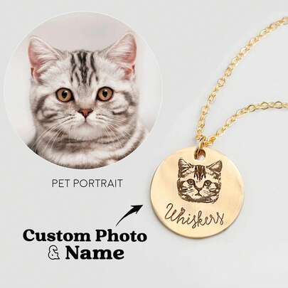 Dây chuyền thú cưng khắc hình chân dung sống động, trang sức cá nhân hóa, quà tặng trang sức thủ công, kỷ niệm thú cưng (mèo/chó), quà tặng cho người nuôi chó.