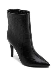 Bottines à talon aiguille effet croco: الأناقة المعاصرة والميزات المؤكدة - أسود 2530A - مشاهدة 2