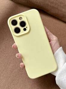 Funda protectora completa de silicona de color sólido para phone 16, 15, 14, 13, 12 Pro y 11. Colores pastel. - Amarillo - Ver 5