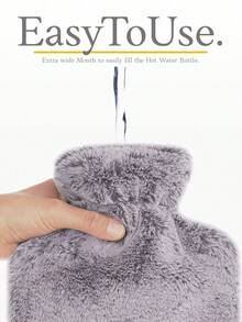 1pc Water Filled Hot Water Bag, With Faux Rabbit Fleece Cloth Cover, Girls Hot Compress, Warm Belly, Warm Water Bag, Carry On Water Filling, Warm Hand Bag, Flushing Water, Warm Hand Bag (Due To Different Batches, The Lines And Color May Vary.