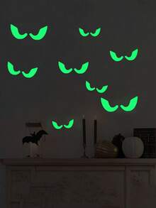 1pc Glow-In-The-Dark Halloween Eye Window Stickers ,Evil Peeping Eyes Fluorescent Luminous Stickers,Removable Fluorescent Window Decorations Halloween Stair Stickers Home Wall Window Decorations - Multicolor - View 2