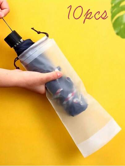 10 pièces Sac en plastique mat et translucide, sac de rangement pour parapluie, housse de rangement à cordon réutilisable et portable pour parapluie, organisateur de rangement pour la maison, sac de rangement pour parapluie, sac à cordon étanche, pour le stockage extérieur, la housse de harnais de voiture, le sac, la housse de parapluie, le sac de parapluie, le sac semi-transparent