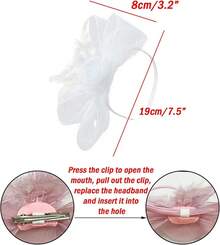 Unpifolov Fascinators Hats Flower Mesh Feathers Headband Tea Party Wedding Derby Cocktail Hair Clip Headwear Girls Women - 白色 - 查看 7