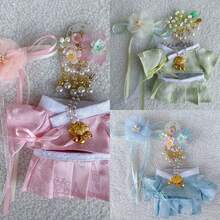 [Strój + nakrycie głowy + naszyjnik] 17 cm lalka LABUBU tradycyjny chiński strój Hanfu, autentyczna wersja 1/2/3, odpowiednia na wiosnę/jesień, zawiera zestaw kostiumów Hanfu dla LABUBU