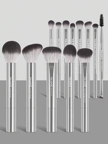 MAANGE 13件套专业软毛长铝管化妆刷套装，包括睫毛刷、眼影刷、眉刷、晕染刷、唇刷、高光刷、遮瑕刷，适用于粉状、液体、膏状化妆品，是日常使用和旅行的理想之选，也是送给朋友的完美化妆配件礼品套装。