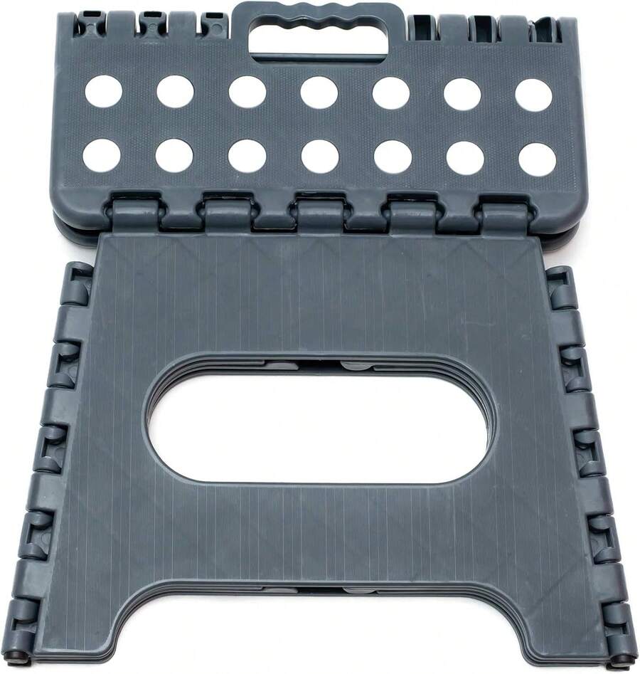 Shark Power Gear Foldable Kids Step Stool – Lightweight Plastic Step Ladder For Bathroom, Kitchen & Home - Grey - View 1