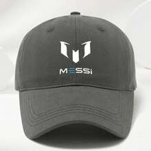 MESSI Logo Baseball Cap - High-Quality, Soft, Comfortable, Breathable, Adjustable Sun Hat For Men & Women - Stylish Black With White Emblem, Perfect For Spring & Summer Outdoor Activities - 灰色 - 查看 9
