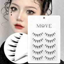 Manga False Eyelash 5 Pairs Of Transparent Stem Natural False Eyelashes, Eyelash Extension, Curling And Softness, Natural Playful Little Devil Suitable For Daily, Party, Travel, Wedding Makeup, Beginner Friendly, Is A Good Gift For Christmas, Halloween, Thanksgiving.