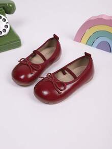 Girls' Flat Shoes, New Autumn Kids Leather Shoes With Bow, Fashion Casual Versatile Student Shoes, Princess Shoes For Outdoor, Performance, Children Flat Shoes