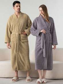 1 قطعة من الحمام ذو نصف رداء من الفليس عالي الجودة، رداء حمام طويل إضافي للكبار، مناسب للإقامة المنزلية والفندق والسبا والصالون، ماص وسريع الجفاف، فضفاض، متعدد الألوان، تصميم بسيط، ضروريات الحمام والمنزل