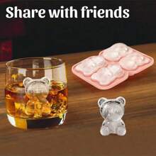 熊形冰块托盘 - 有趣又可爱的硅胶模具，用于制作可爱的冰块，非常适合儿童饮料、派对和创意鸡尾酒冰块托盘冰块冰块柔软冰块模具冰块模具 - 均碼 - 查看 3