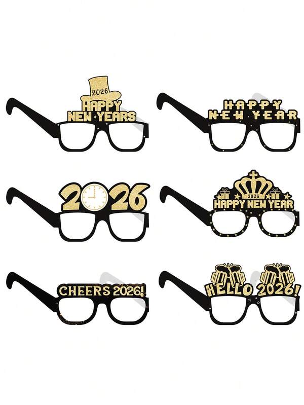 2026 New Year Party Decorations, New Year's Eve School Party Supplies, Funny Photo Prop Glasses, Paper Glasses