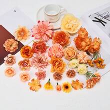 2/5/10/15/20/30/40/60/100Pcs Small Artificial Flower Heads, Fall Silk Faux Orange Peony Daisy Rose, For DIY Crafts, Wedding Garland, Halloween, Christmas, And Thanksgiving Season, Cake Topper & Home Decoration,Decoration In The Center Of The Dining Table