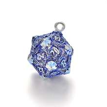 D20 金属空心盒 + 7 件金属骰子套装，便携式棋盘游戏骰子迷你套件，黑暗血迹风格骰子吊坠，圣诞节，万圣节， - 彩色 - 查看 7