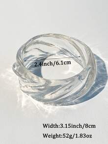 1 pieza Nuevo brazalete de resina transparente elegante, diseño geométrico asimétrico brillante, adecuado para uso diario y de fiesta