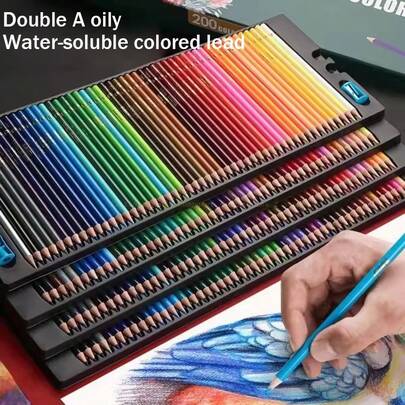120 Colors Colored Pencils Set, Oil-Based Painting Supplies, Professional Art Drawing Pencils With Watercolor Brush Pens, Soft Tip Liner Pens, Art Supplies For Students And Artists